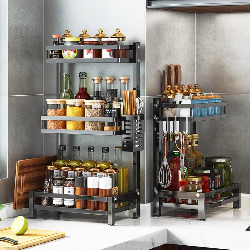 Stainless Steel Kitchen Rack Thickened Seasoning Rack Multi Layer Kitchen Seasoning Storage Rack - Image 4