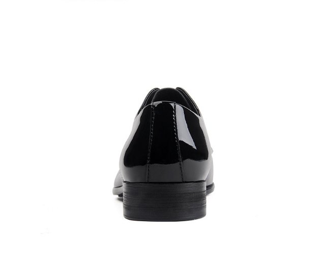 Leather Lace-up Glossy Wedding Shoes Leather Pointed-toe - Image 3