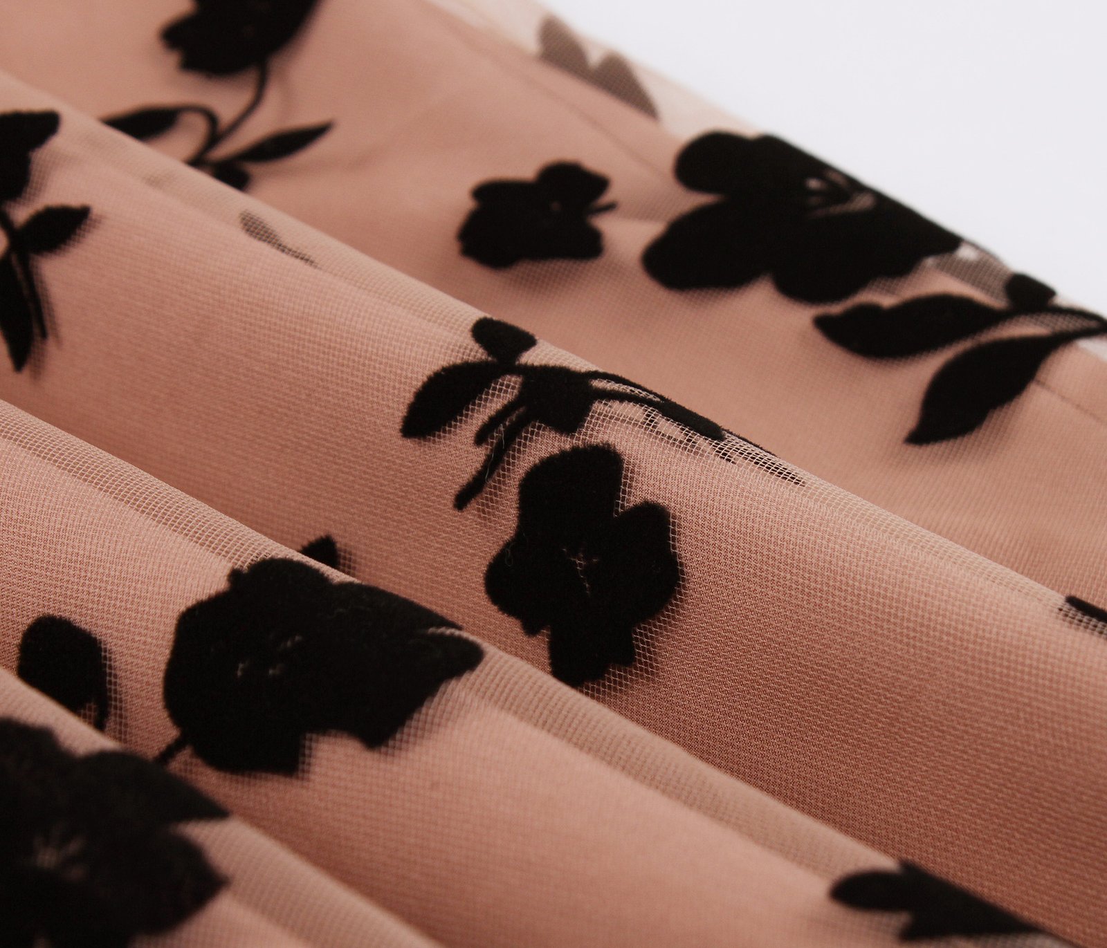 Mesh Double Layer Flock Printing Big Hem Skirt - Image 4