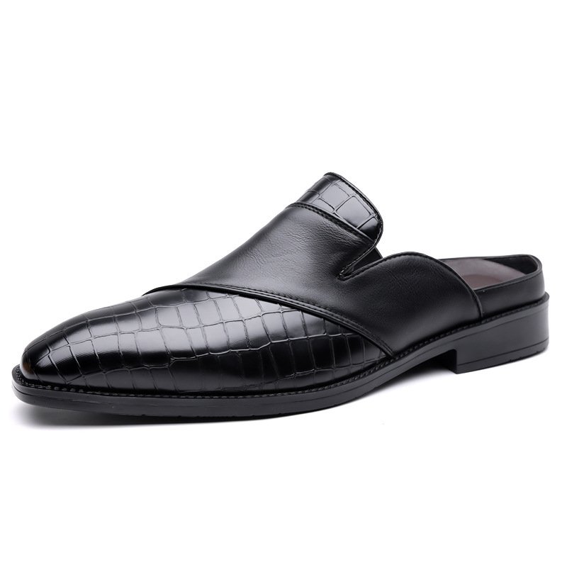 Mens Pointed-toe Leather Half-slippers Without A Heel For Outdoor Wear - Image 8