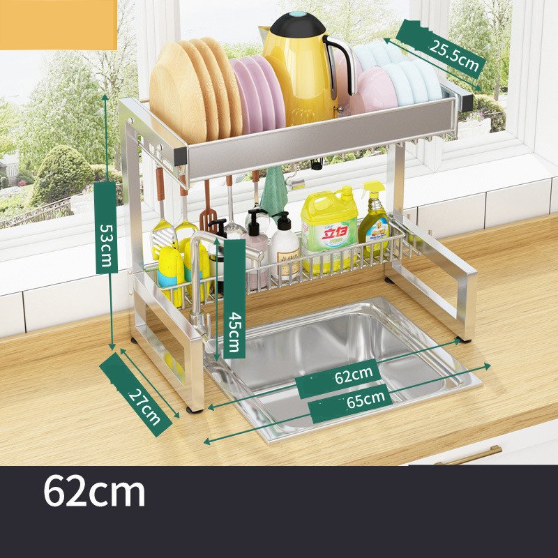 Stainless Steel Kitchen Sink Shelf Countertop Drain - Image 5