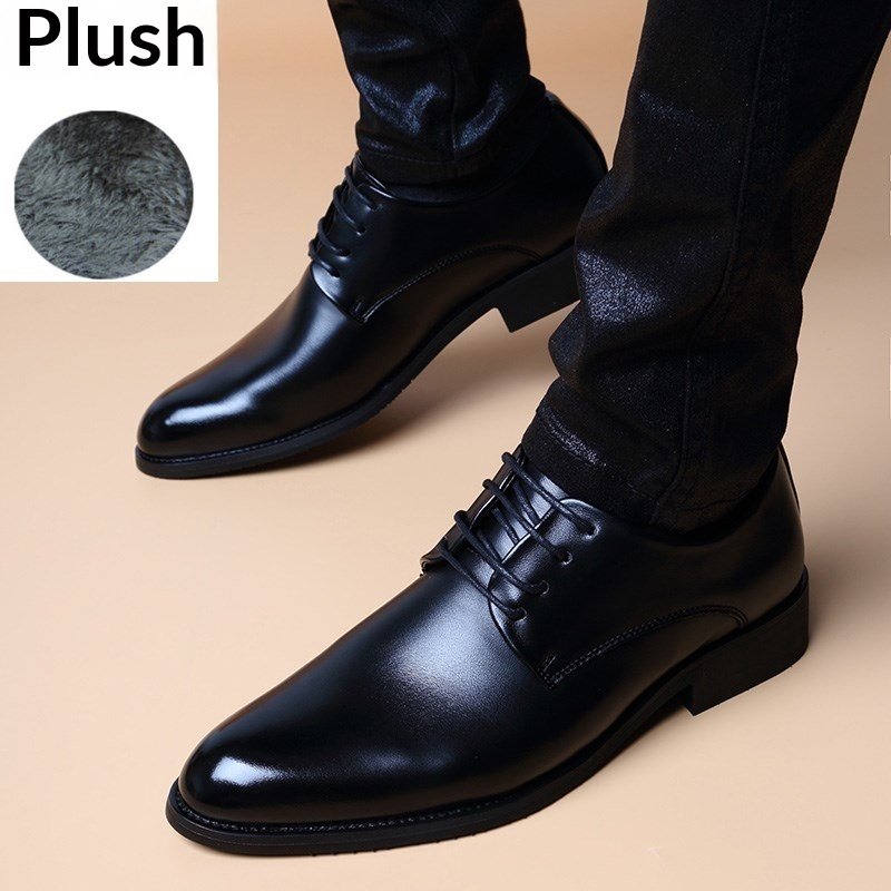 Mens British-style Casual Pointed-toe Lace-up Height-increasing Shoes - Image 7