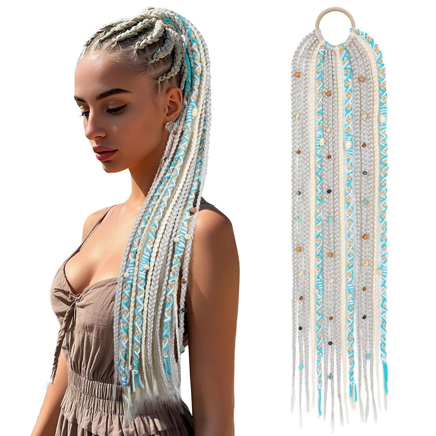 Braided Ponytail Braid Lock Beads Hair Extension - Image 6