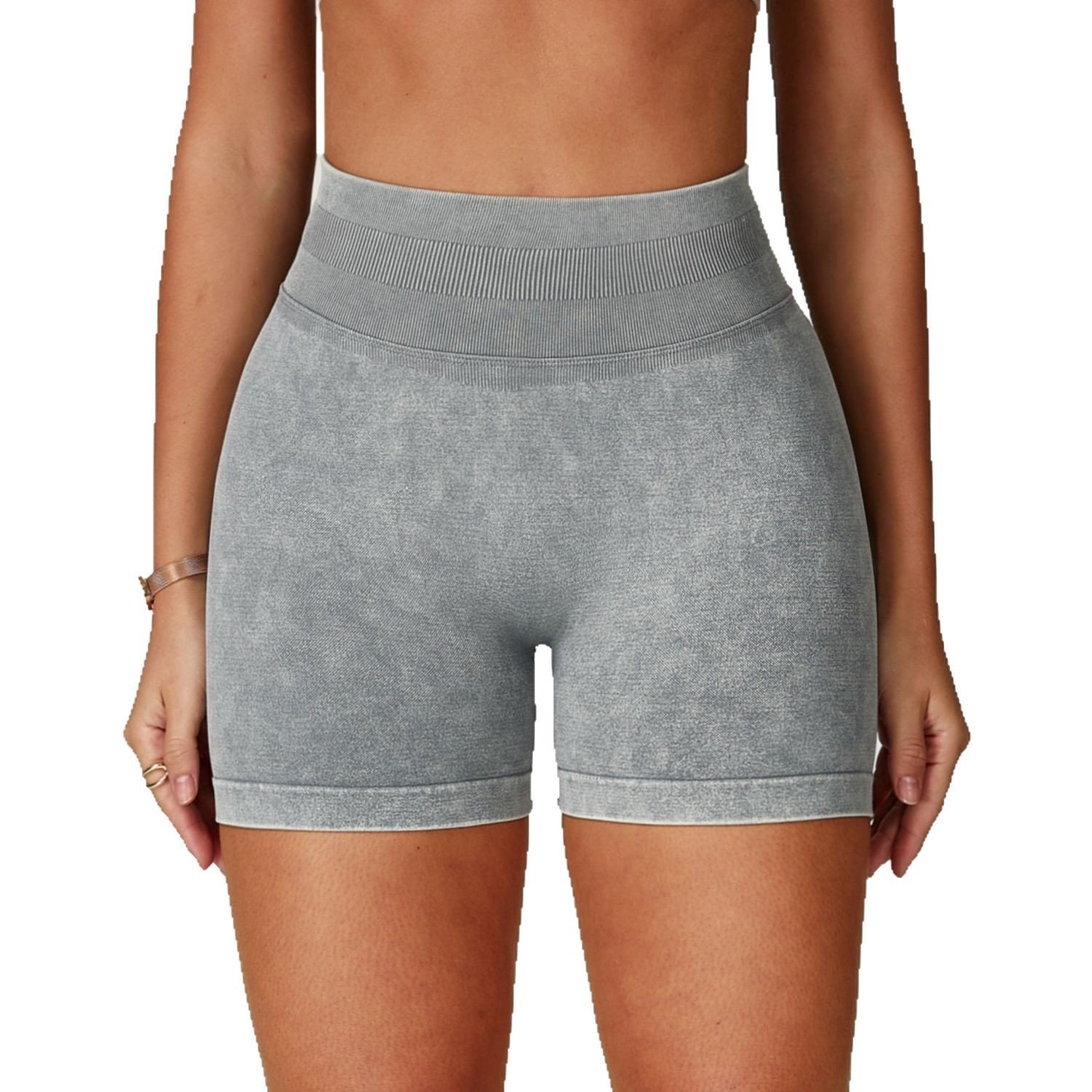 Seamless Stone Washed Yoga Shorts High Waist Hip Lift Shorts - Image 4