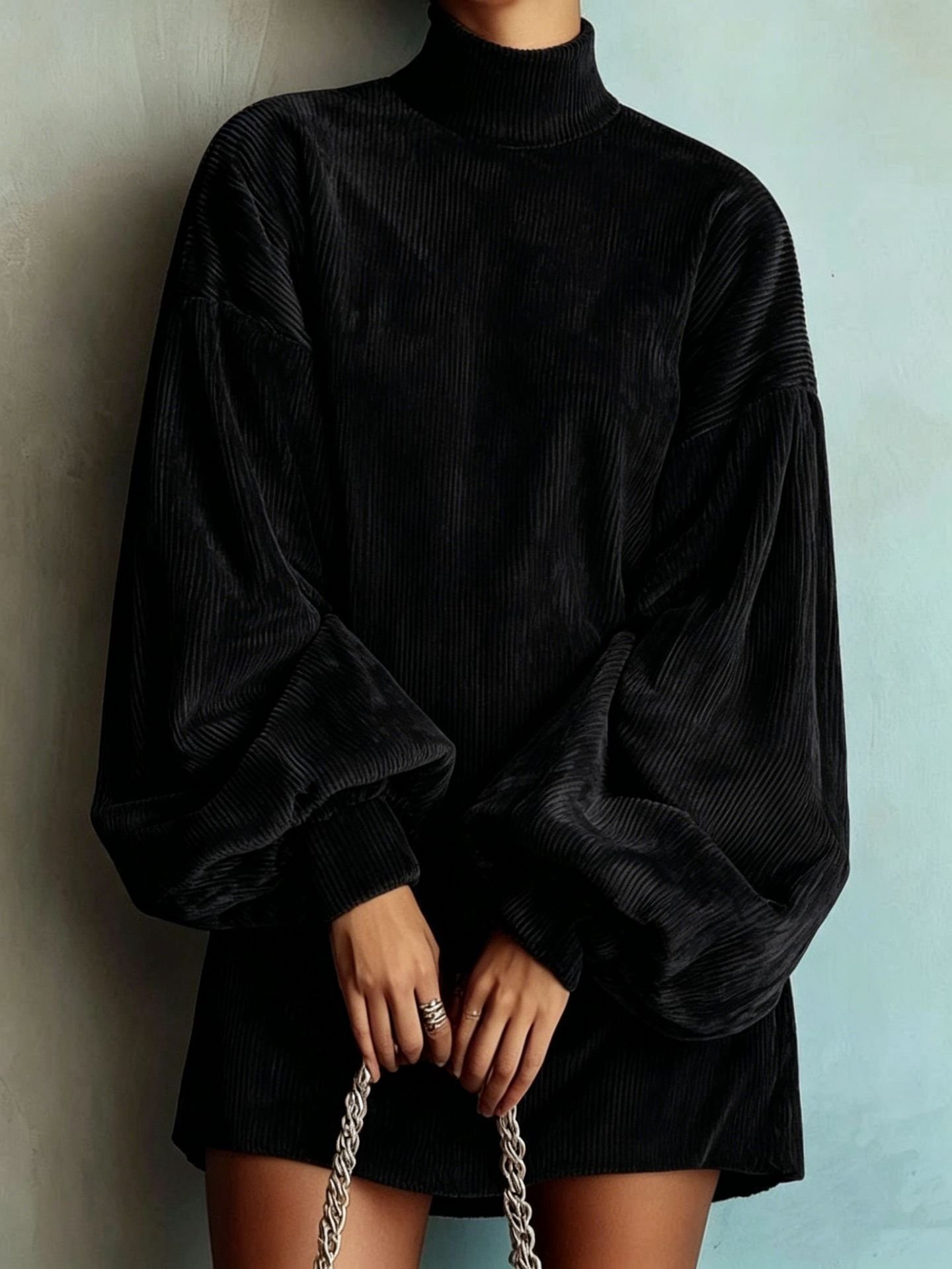 Loose-fitting Long-sleeve Dress With Puff Sleeves - Image 8