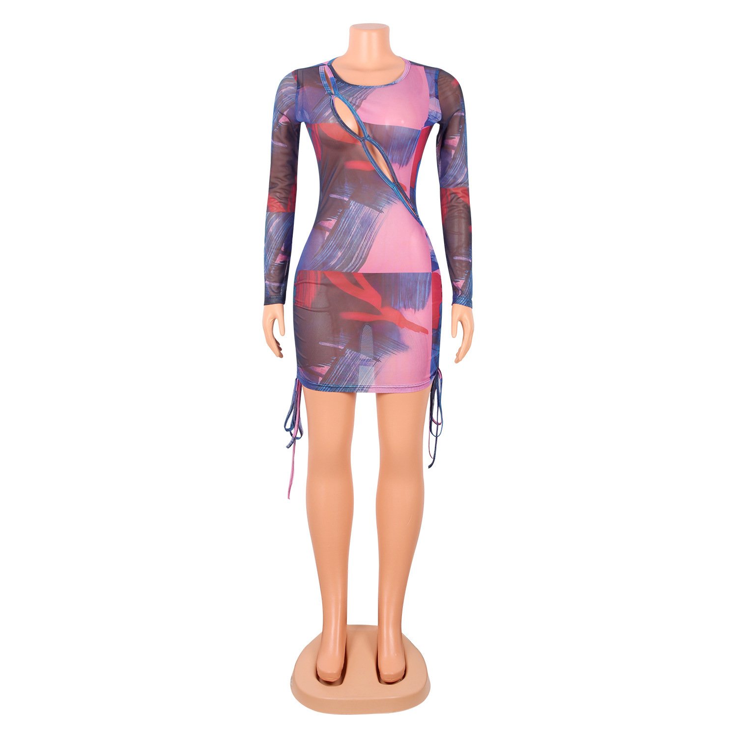 Nightclub Sexy Net Gauze See-Through Long-Sleeved Dress - Image 10