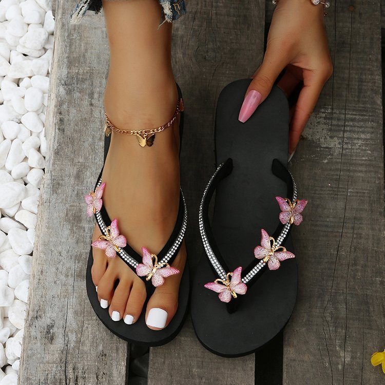 Butterfly Slippers Outdoor Thong Sandals Summer Beach Shoes Women - Image 5