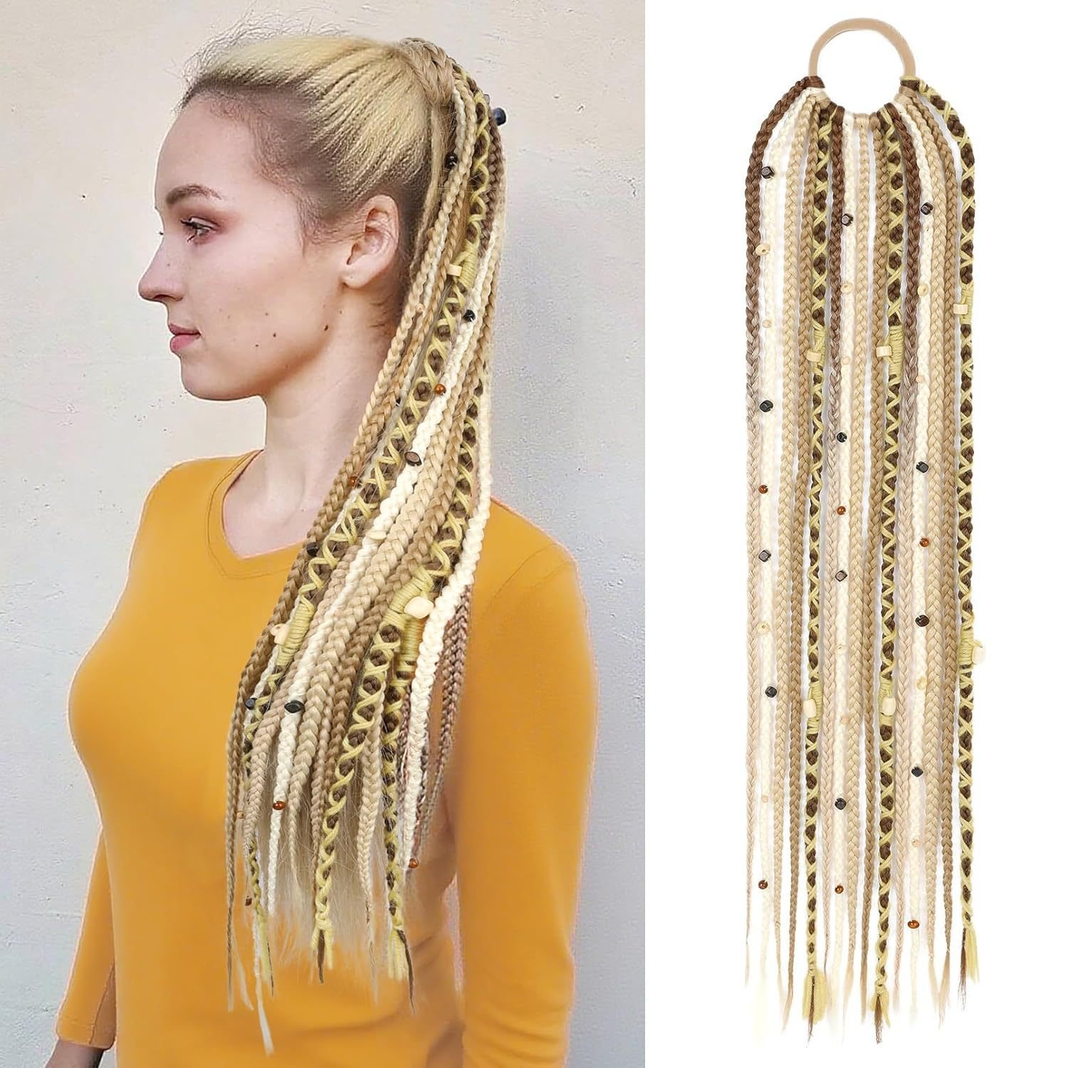 Braided Ponytail Braid Lock Beads Hair Extension - Image 10