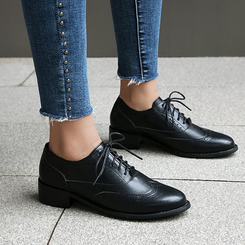 British Retro Oxfords Casual Shoes Lace-up Spring And Autumn Low-top Women - Image 5