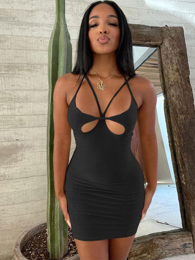 Slim Fit Waist-tight Hot Girl Hollow Dress - Image 2