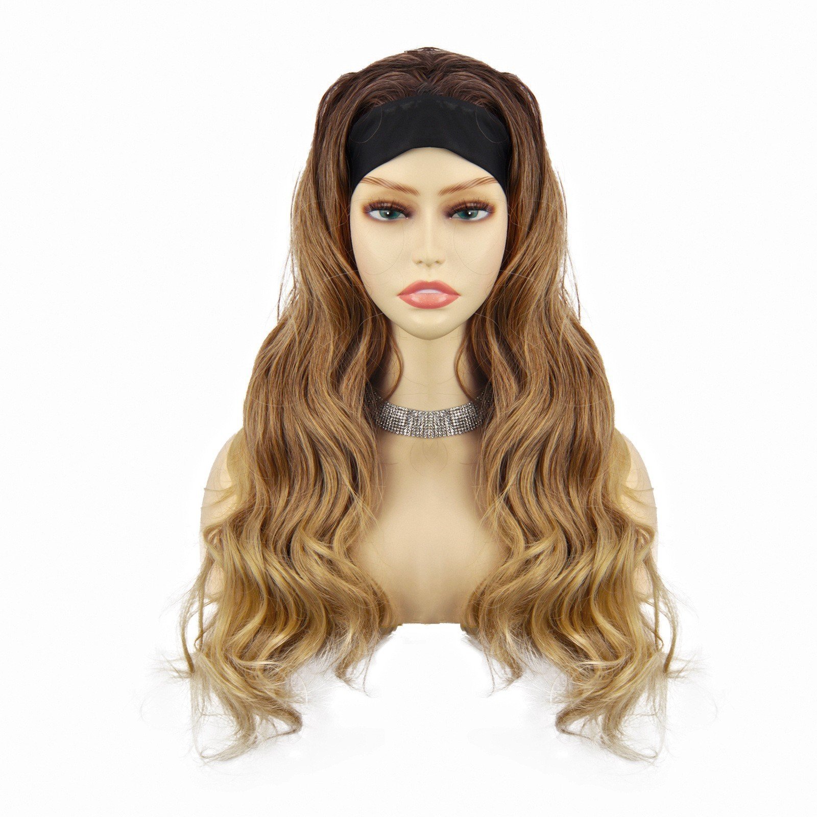 Body-wavy Multi-colored Rayon Headband Wig - Image 7