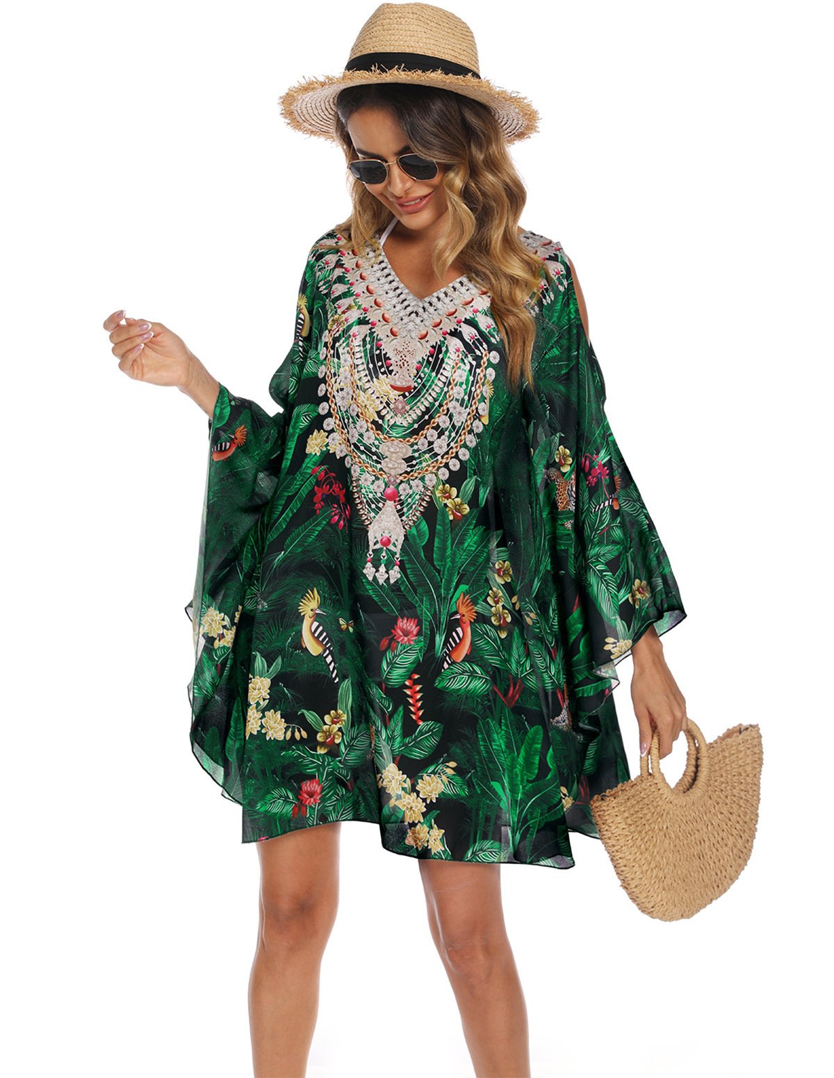 Retro Loose Long Gown Swimsuit Blouse - Image 7