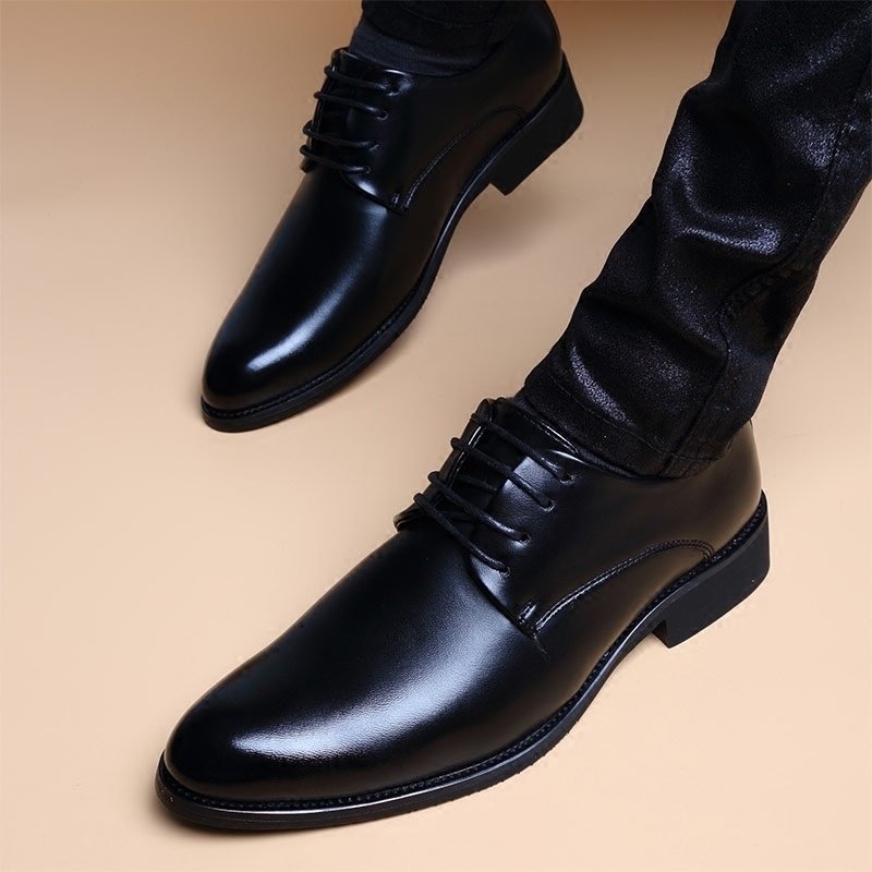 Mens British-style Casual Pointed-toe Lace-up Height-increasing Shoes - Image 4