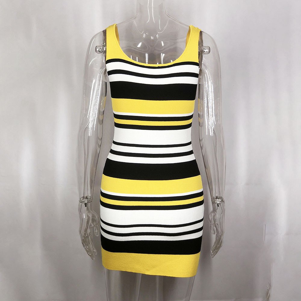 Women's Sexy Backless Versatile Fashion Striped Hot Girl Sling Dress - Image 2