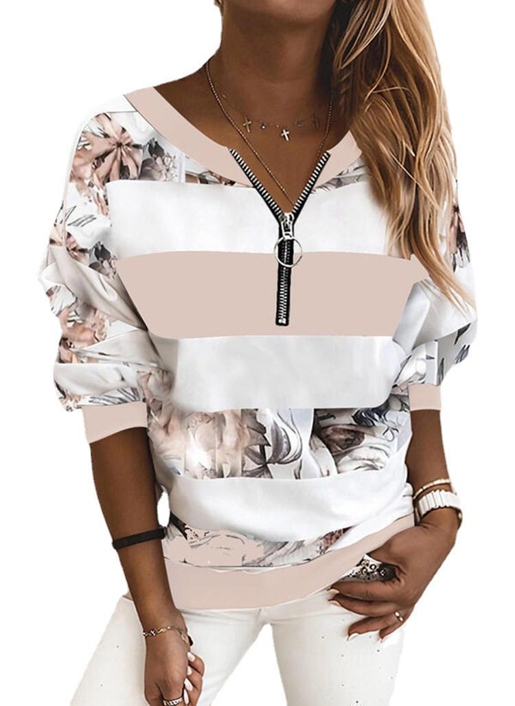 Striped Print Loose Sweatshirt Women - Image 6