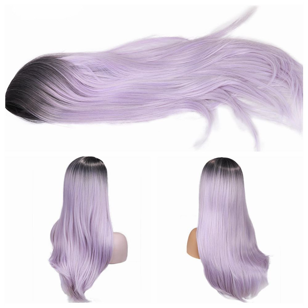 Wignee Long Straight Grass Green Synthetic Fiber Heat Resistant Wigs - Image 3