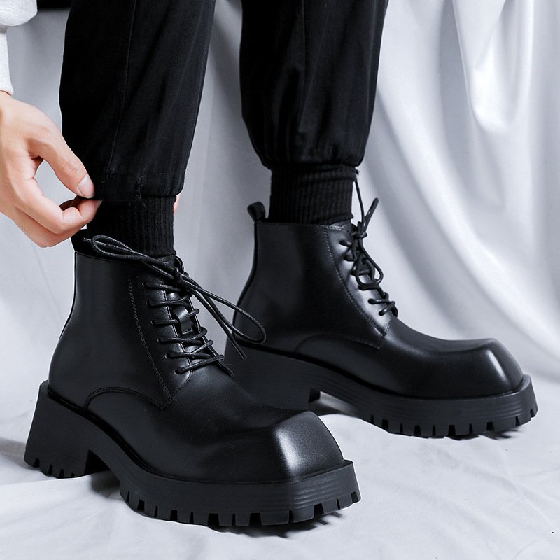 Men's British-style Thick-Soled Formal Shoes Rhino-Horn Derby Style - Image 6