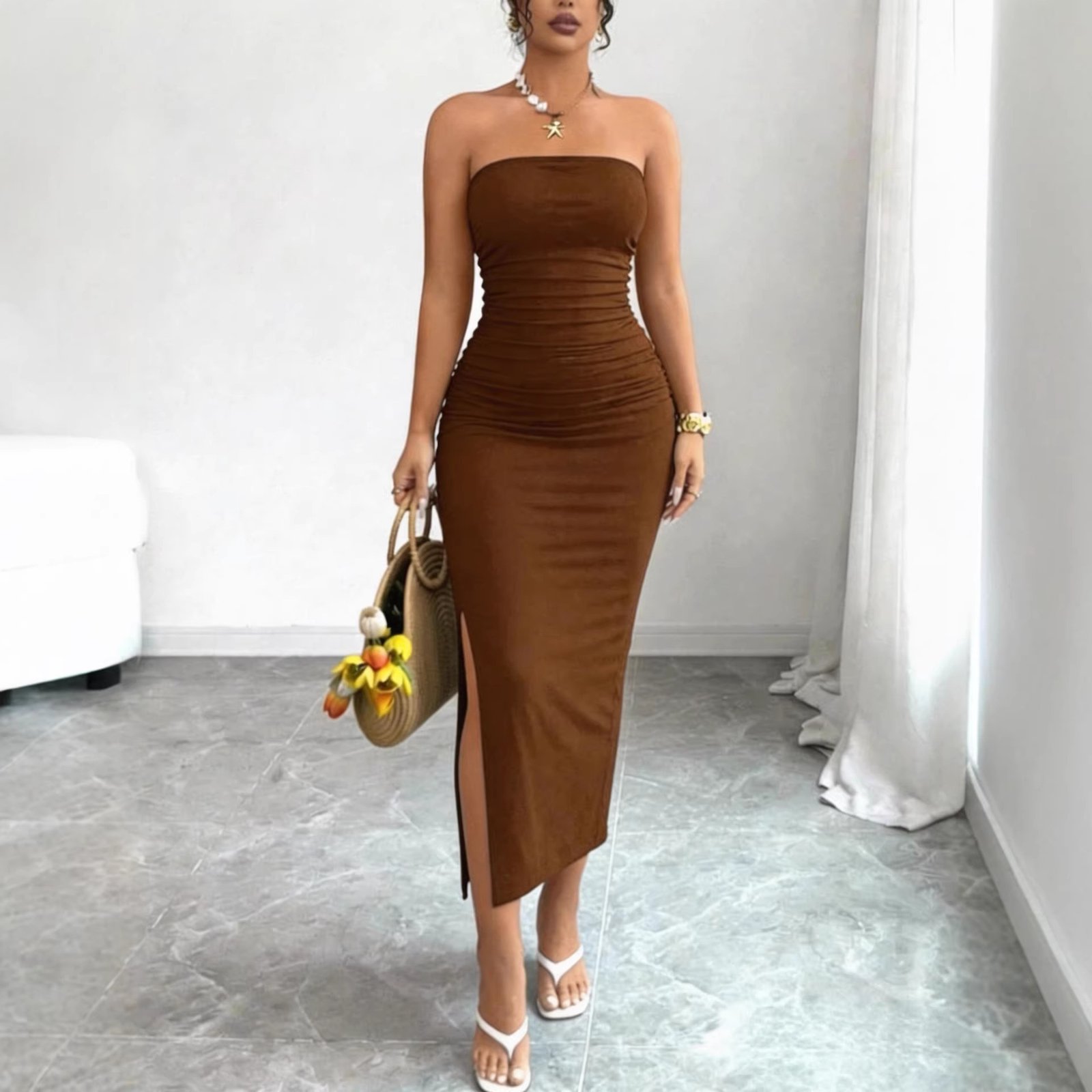 Bodycon Slit Sheath Spicy Girl Dress For Women - Image 3