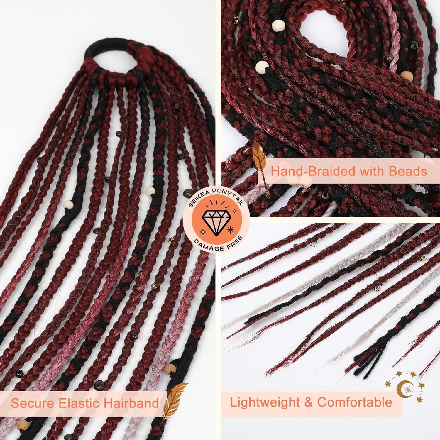 Braided Ponytail Braid Lock Beads Hair Extension - Image 7