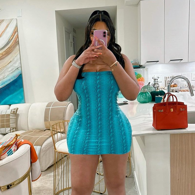 Printed Sexy Halter Backless Hot Girl Bodycon Dress - Image 5