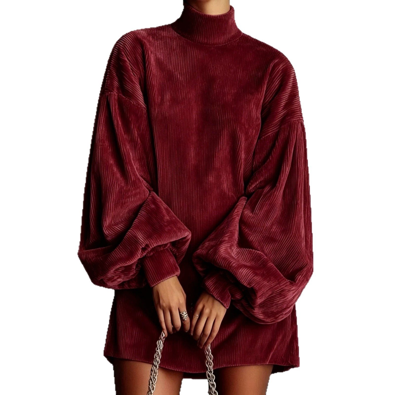 Loose-fitting Long-sleeve Dress With Puff Sleeves - Image 6