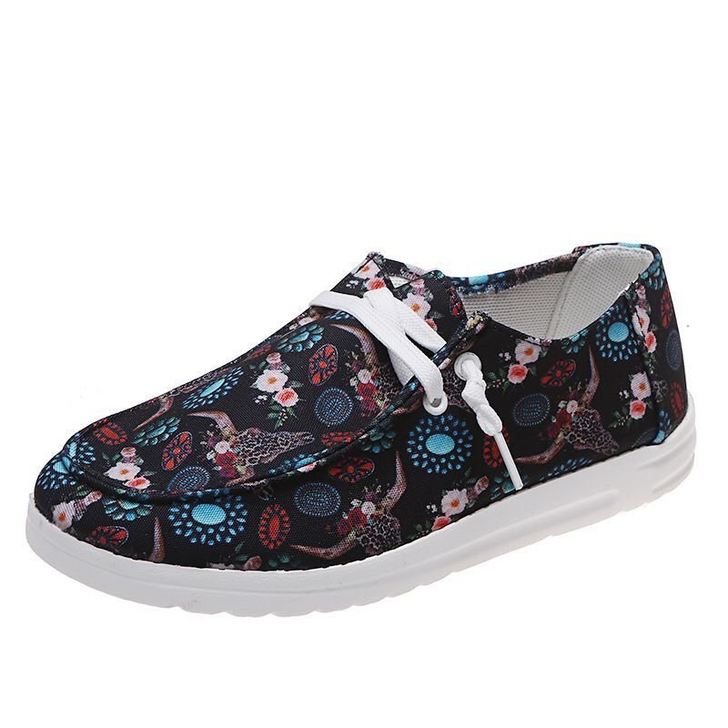 Loafers Women Sunflower Print Flats Casual Canvas Shoes Non-lace Lazy Shoes - Image 10