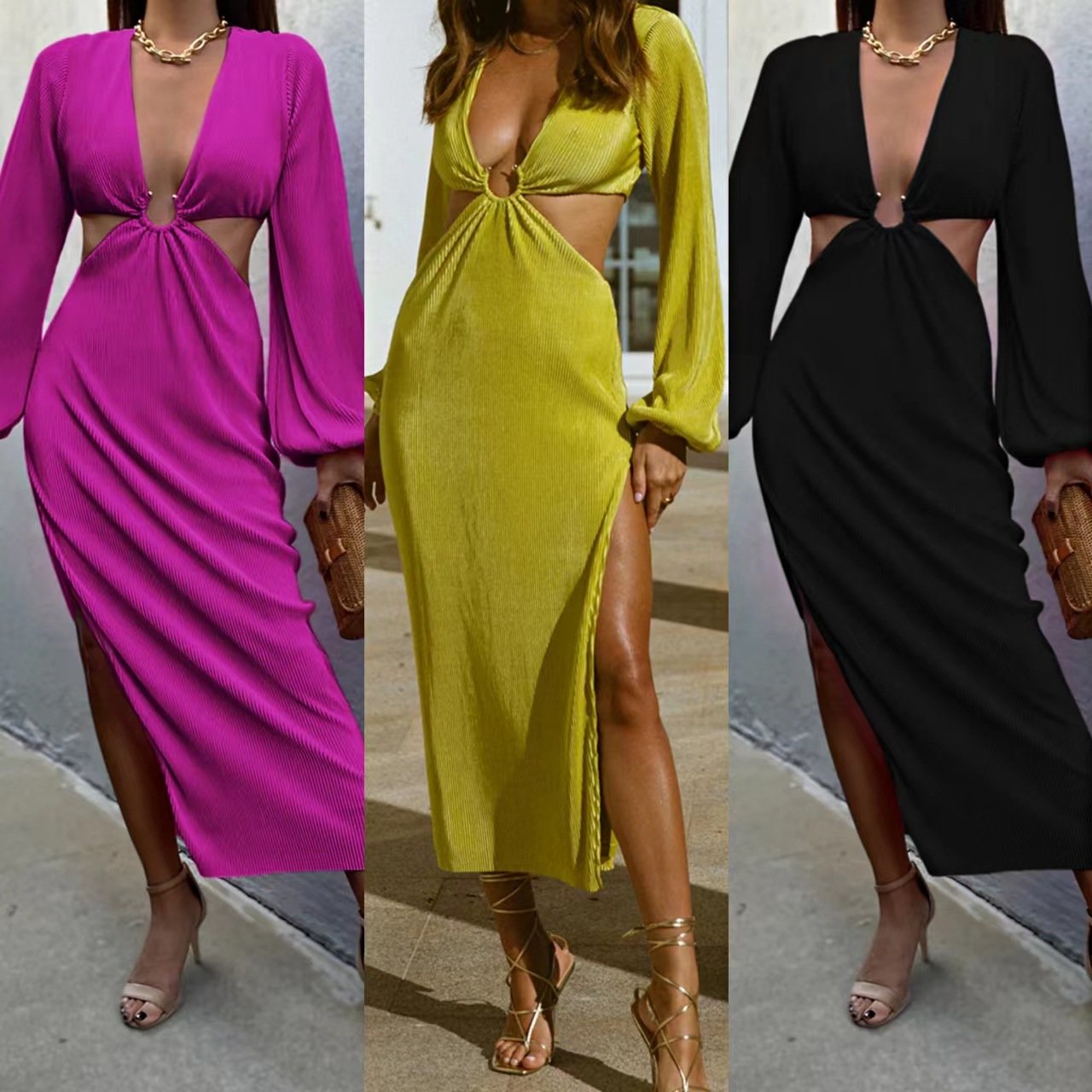 Autumn Fashion Pressed Pleated Waistless Women's Dresses - Image 7