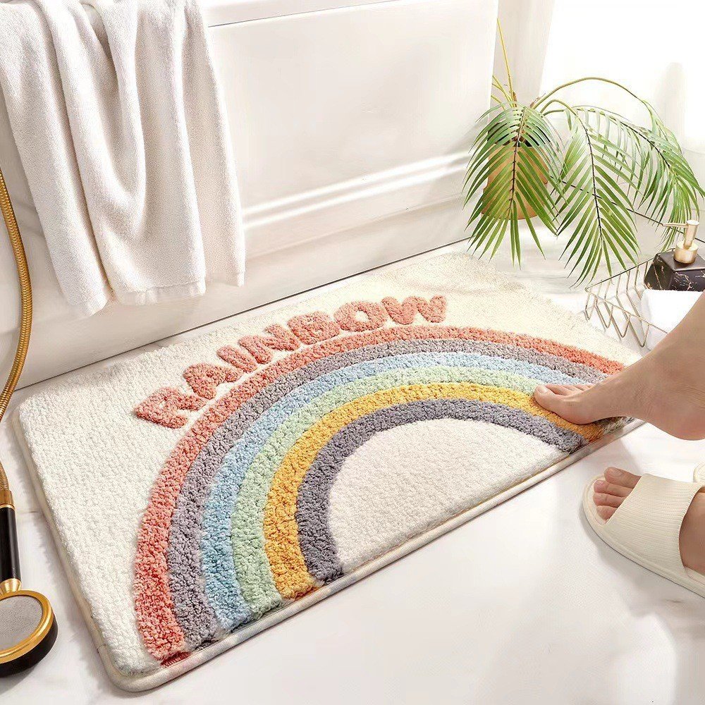 Bathroom Non-slip Decorative Cashmere-like Carpet Bathroom Absorbent Stain-resistant Floor Mat - Image 8