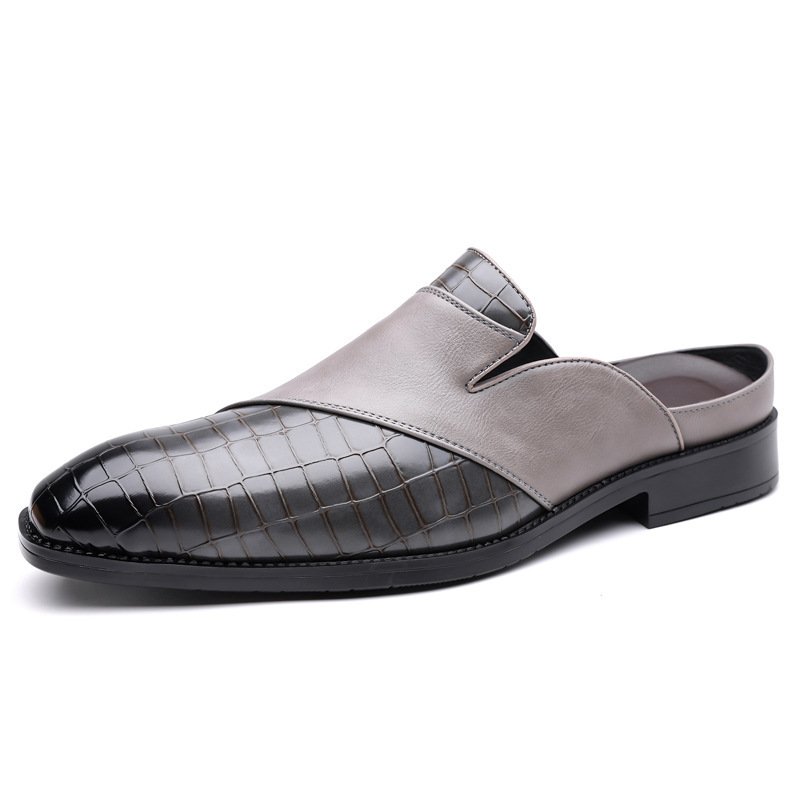 Mens Pointed-toe Leather Half-slippers Without A Heel For Outdoor Wear - Image 4