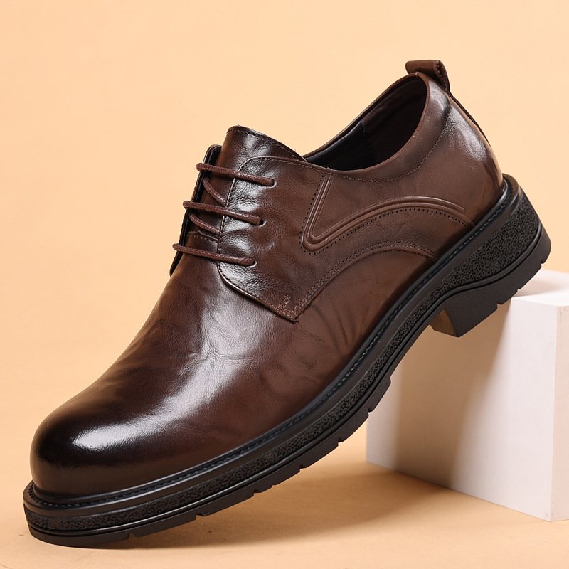 Leather Shoes For Men Genuine Leather Casual Business Formal Breathable With Thick Soles - Image 6