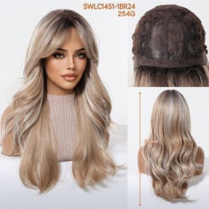 ANNA Mixed Blonde 24 Inches Long Curly Glueless Synthetic Wigs