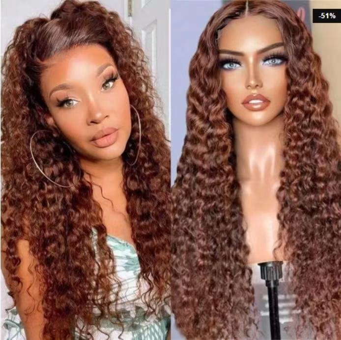 European And American Wig African Small Curls 13x4 Lace Front Middle Part Long Curls - Image 8