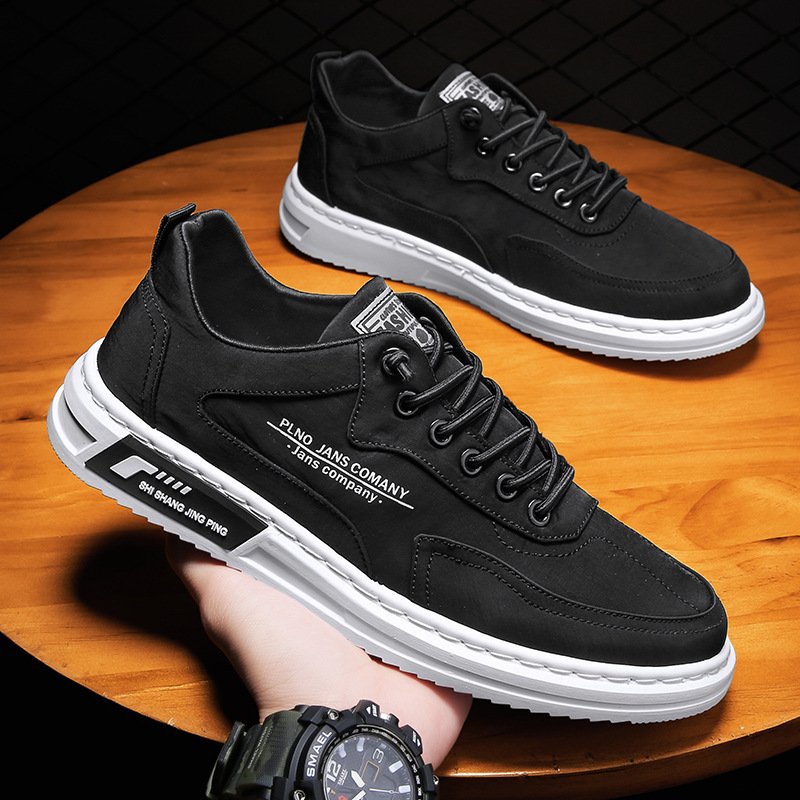 Men Sneakers Lace-up Letter Print Platform Canvas Shoes Sports - Image 7