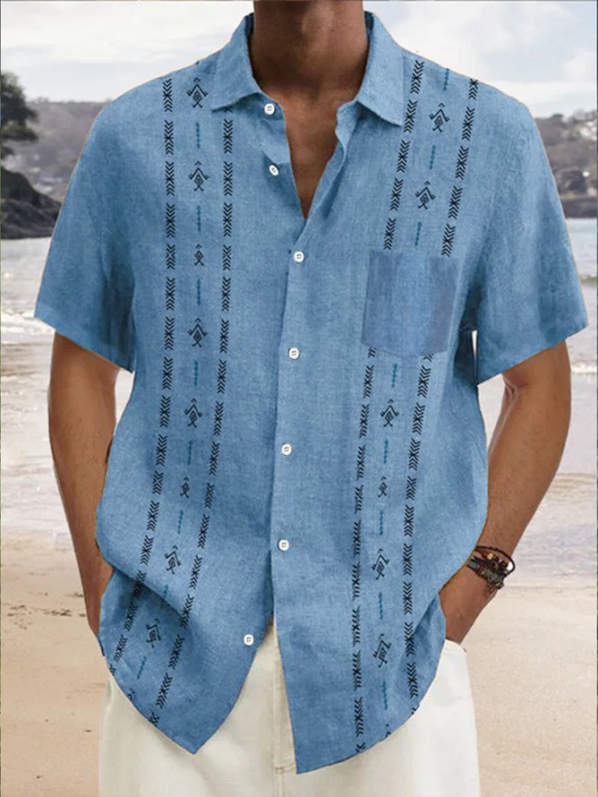 Lapel Beach Short Sleeve Shirt - Image 2