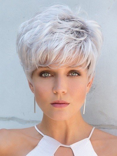 Grey Mom Wig Fashion Silver White - Image 4
