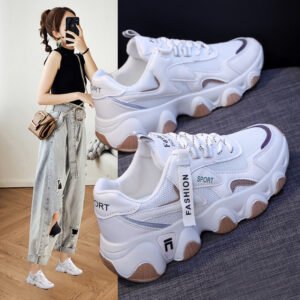 Breathable Sneakers With Thick Insoles For Women Students Running