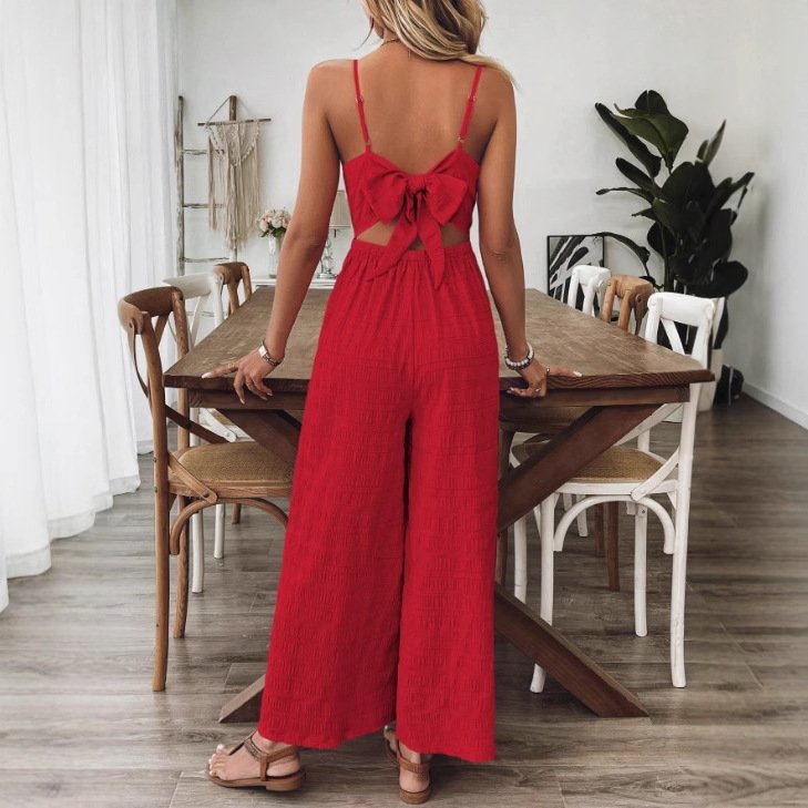 Fashionable Casual Jumpsuit With Shoulder Straps And A Bow Detail On The Back - Image 7