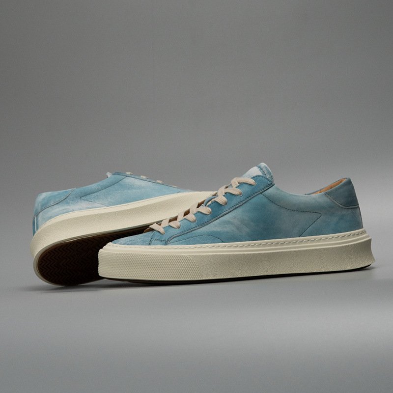 Mens Genuine Leather Distressed Washed Casual Slip-on Shoes