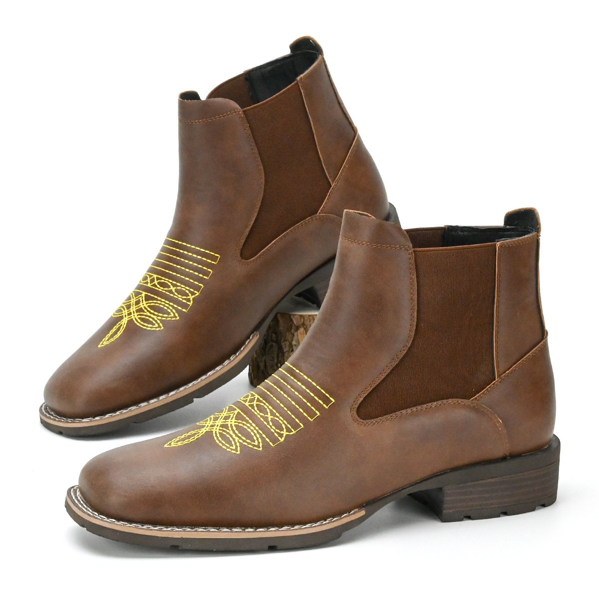 Embroidered Slip-on Chelsea Boots Men's Martin Boots - Image 2
