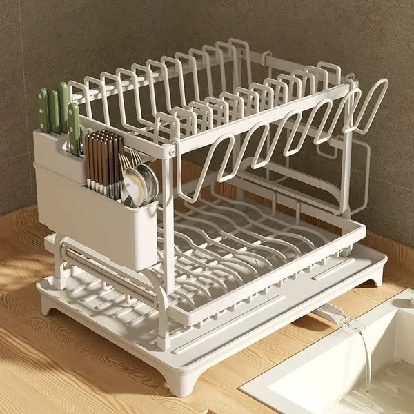 Kitchen Dish Drying Rack Large Capacity With Drain Board - Image 4