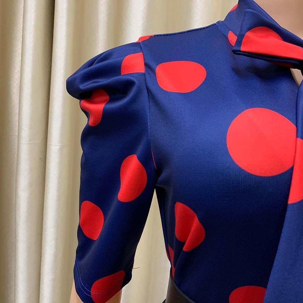 Lace-up Polka Dot Temperament OL Professional Pencil European And American Dress - Image 3