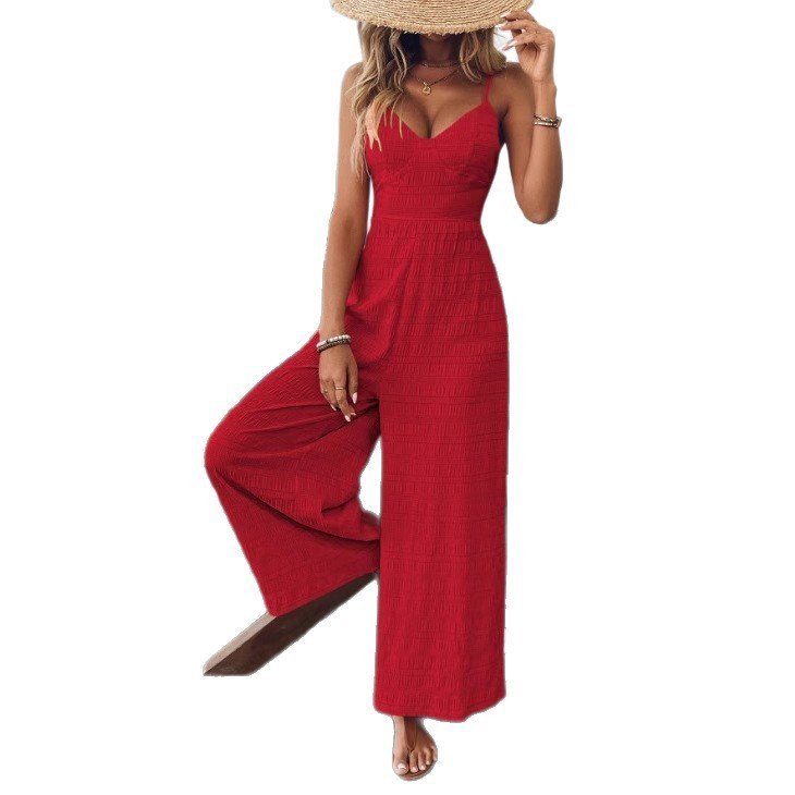 Fashionable Casual Jumpsuit With Shoulder Straps And A Bow Detail On The Back - Image 2