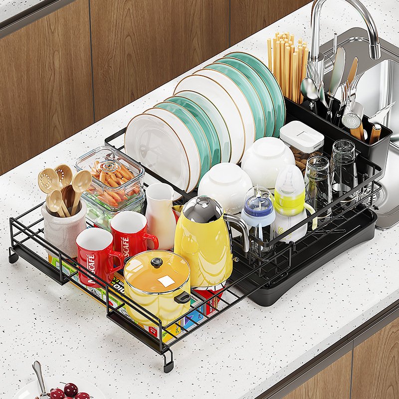 Single-Tier Telescopic Dish Rack - Image 5