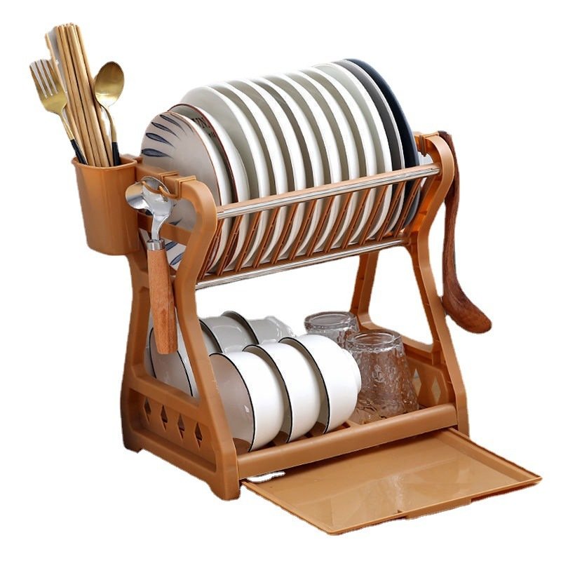 Kitchen Double Stacking Dish Rack Draining Shelf - Image 4