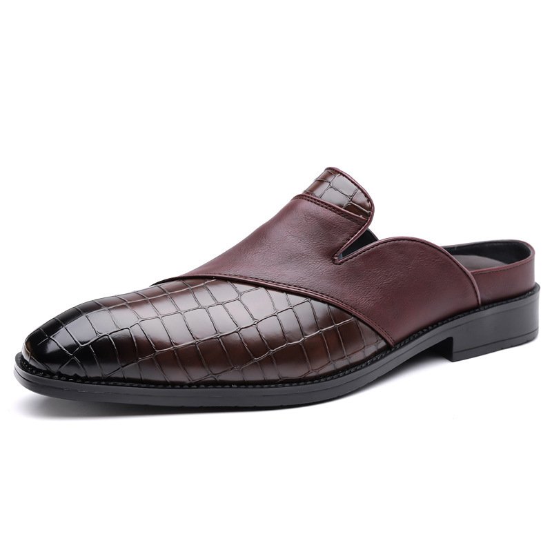 Mens Pointed-toe Leather Half-slippers Without A Heel For Outdoor Wear - Image 10