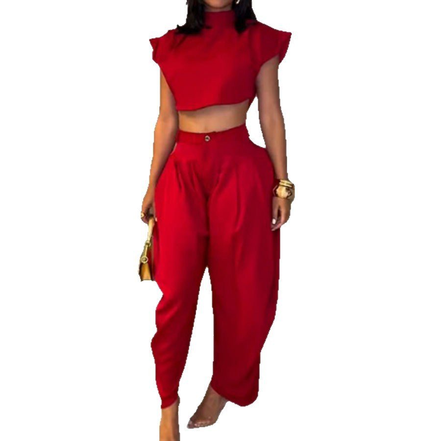 Summer New Style Fashionable High-Waisted Pants And Top Two-Piece Set For Women - Image 5