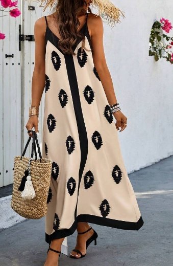 Women Two-Tone Sleeveless Casual Summer Dress Maxi Women Outfit - Image 3