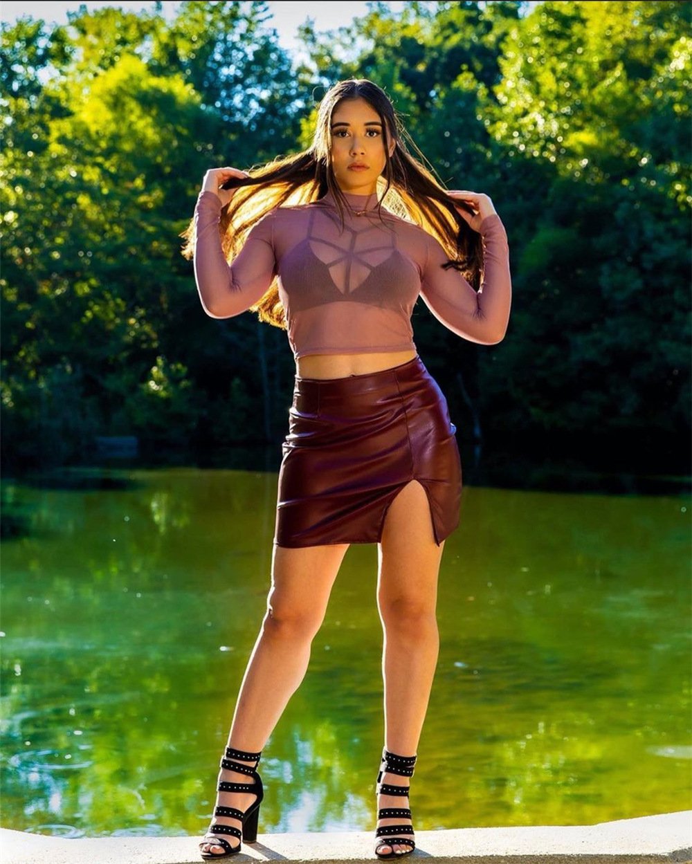 Zipper Black Leather Skirt Women - Image 9