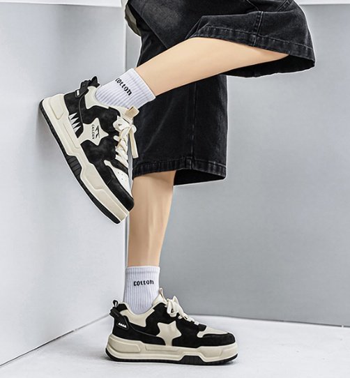 New Summer Men's Breathable White Sneakers, Trendy Versatile Thick Sole Sports Shoes, Casual Skate & Chunky Dad Shoes For Men - Image 2