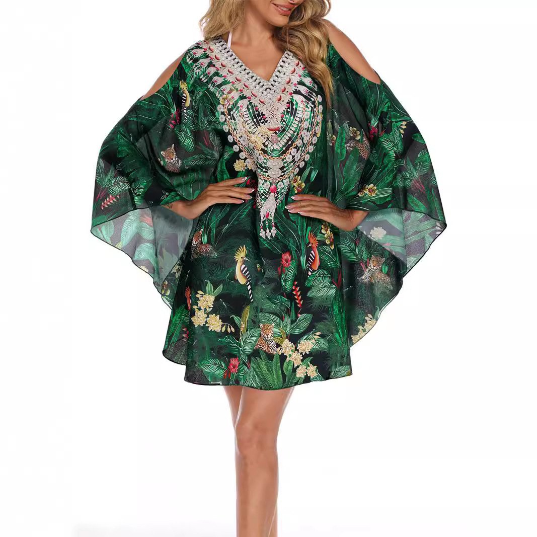 Retro Loose Long Gown Swimsuit Blouse - Image 2